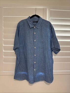 Nautica Chambray Blue Short-Sleeve Button-Down Shirt